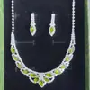 Moda Europea y Americana Joyería Pedrería Gama Alta Personalidad Lujo Elegante Circonita Cúbica Novia Banquete Juego de Aretes y Collar Mujeres