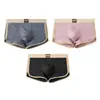 Huajielong Cor Lisa Textura Seda de Gelo Roupa Íntima Masculina Atacado Cintura Média Masculina Tamanho Grande Respirável Boxer Briefs Masculino Pode ser Dropshipping