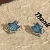 Aretes de Cielo Estrellado Azul, Aretes de Estrella de Cinco Puntas y Estrella de Cuatro Puntas, Aretes de Nicho Inspirados en el Diseño, Nuevo Modelo 2024