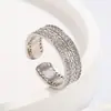 Anillo de Imitación de Espiga de Trigo Cepillada Vintage con Diamantes de Doble Fila para Mujer, Estilo de Lujo Ligero de Gama Alta, Anillo de Dedo Índice con Diseño Único