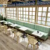 Mesas y Sillas de Madera Maciza para Cafetería Tienda de Té de Leche Tienda de Postres Bar de Bocadillos Ligeros Deck de Pared Sofá Restaurante de Ocio Catering