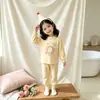 Pijama base de comercio exterior para niñas de primavera y otoño, ropa de casa para bebés, ropa de verano para aire acondicionado, conjunto de top de manga larga y pantalón largo, ropa cálida para niños