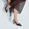 Sandalias de Tacón Alto de Verano Nuevas de Moda Europeas y Americanas Transfronterizas Comercio Exterior con Lazo Punta Cerrada Elegantes Versátiles Sin Espalda