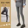 Leggings grises, diseño segmentado, ligeramente compresivos, con rayas verticales, entrepierna sin costuras, rayas finas, engrosados para el calor, adecuados para usar como ropa exterior, disponibles en tallas grandes