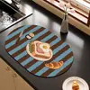 Tapete Drenante Criativo Retro para Cozinha, Tapete Anti-Escaldante e Isolante Térmico para Tigelas e Hashis de Mesa, Tapete Absorvente de Água de Terra de Diatomáceas para Balcão de Bar e Máquina de Café