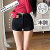 Shorts de Mezclilla Rectos Estilo 'Hot Girl' para Mujer Primavera y Verano 2025 Pantalones Negros Pequeños de Cintura Alta Ajustados para Usar por Fuera