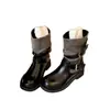 Botas de cowboy western retrô com bico redondo e fivela para mulheres, nova coleção de outono de 2026, salto grosso, versátil e emagrecedoras, botas estilo Martin
