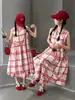 Vestido Chaleco sin Mangas a Cuadros Estilo Coreano Nuevo de Verano para Niñas Mayores, Vestido de Princesa, Vestido Largo Holgado de Algodón y Lino