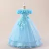 Vestido Infantil Amazon Ombro Só Vestido Princesa Fofo Vestido de Casamento para Menina Vestido para Performance de Piano em Banquete Vestido de Festa
