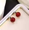 Aretes Redondos de Ágata Roja Natural para Mujer, Clavillos de Plata S925, Joyería Ligera de Estilo Lujoso al por Mayor
