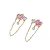 Diseño Único Corazón Rosa Dopamina Clip para Oreja Alta Calidad Chica Amor Sin Agujeros en las Orejas Pendientes Súper Hada con Borlas