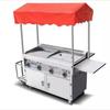 Máquina todo en uno para crepas a gas de mano, carrito comercial para snacks, teppanyaki, puesto con plancha, máquina caliente picante frita.