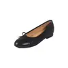 Sapatilhas ballet estilo laço francês em pele de ovelha para mulheres, novo modelo 2026, sapatos casuais rasos de cor bloco