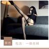 Lencería Sexy con Seda Negra Transparente, Encaje Jacquard y Medias con Portaligas Integrado 8106