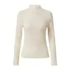 Camiseta interior de punto de malla de encaje blanca de cuello medio alto para mujer, nueva para otoño, ajuste ceñido, para otoño e invierno