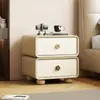 Mesa de cabeceira de madeira maciça estilo vintage, cor de madeira natural minimalista moderna, armário de armazenamento com cantos arredondados, mesa de cabeceira de quarto de grande capacidade