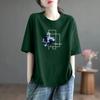 Camisa de Manga Corta de Algodón Puro Estilo Coreano para Mujer Verano 2026 Nuevo Estilo Caliente Moda Suelta Adelgazante Versátil Top de Longitud Media Tendencia