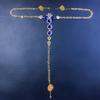Cadena de pezón de pedrería azul nueva europea y americana sin perforación Set Cadena corporal Accesorios de club para mujer Cadena corporal