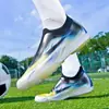 Zapatos de fútbol de punto sin costuras transfronterizos, unisex, caña baja, tacos AG para césped natural exterior, tacos TF para césped artificial, disponibles para venta al por mayor