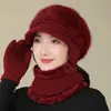 Sombrero de mediana edad y ancianos sombrero de punto de lana de pelo de conejo damas otoño e invierno cálido sombrero de madre invierno de anciana abuela