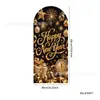 AliExpress Xi Yin Más Vendido Arco de Año Nuevo Tela de Fondo Fuegos Artificiales Negro Dorado Estrellas Bolas de Colores Elementos Fondo de Arco