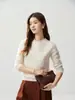 Nuevo Suéter de Punto Trenzado Completo con Cuello Redondo de Cachemira de Cabra para Mujer de Otoño e Invierno, Suéter Grueso de Manga Larga para Mujer, Capa Base de Punto