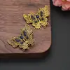 Liga Eletroforese Conservação de Cor Oco Multi-Tesouro Borboleta Grande Estilo Antigo Hanfu Cheongsam Colar Peça de Flor Pingente Acessório