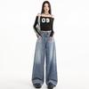 Pantalones de Pierna Ancha Rectos Primavera 2025 Nuevo Estilo Retro Hot Girl Jeans para Mujer azul oscuro Pantalones azul oscuro Plus