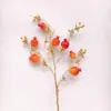 Planta Verde com 7 Frutas de Romã, Folhas Douradas de Outono, Galhos de Flores Artificiais para Decoração Suave, Decoração de Casa, Decoração de Casamento, Alta Simulação