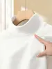 Blusa de fleece lisa com manga longa e gola alta, estilo novo para primavera/outono 2026, masculina, camada base