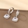 Brincos de pingente de bloco de cobre e zircônio de luxo estilo europeu e americano elegantes e sofisticados, brincos de noiva brilhantes e de alta qualidade, brincos femininos