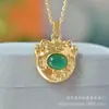 Pingente Cravejado de Calcedônia Verde Gelo Alto Estilo Casal Ágata Dourada Antiga Pingente Cravejado com Diamante Jade Buda Maitreya Venda Quente Transmissão ao Vivo