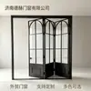 Retro francés 70% de descuento puerta de doble hoja aleación de aluminio puerta de vidrio arqueada baño cocina mampara hecho a medida para exportación puerta ultradelgada