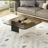 Venta de liquidación: Mesa de Centro Redonda de Vidrio Templado Estilo Italiano Minimalista Moderna de Lujo Ligero para Apartamentos Pequeños, Uso Doméstico, Estilo Ins Minimalista