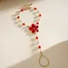 Collar multicapa de flor de resina estilo europeo y americano con gotas de aceite y diamantes, cadena de clavícula de dopamina personalizada, pulsera y collar de alta gama