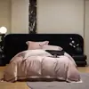 Juego de jacquard de algodón Tencel en tonos oscuros de 100 hilos de lujo con brocado brillante, juego de cuatro piezas de algodón puro para habitaciones modelo de villas con un toque de alta gama