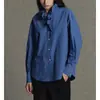 Camisa de Algodón de Fibra Larga Texturizado de Alta Densidad Estilo Barroco Retro Ola Ondulada Encaje con Volantes Cuello Alto Colección Primavera Temprana 2026