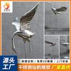 Grande espelho escultura de metal jardim ao ar livre criativo flamingo decoração ornamentos aço inoxidável guindaste escultura