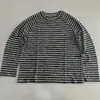 Textura de arroz glutinoso tejido de punto casual a rayas manga larga otoño nuevo estilo casual para mujer cuello redondo versátil capa base suéter suave