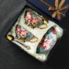 Conjunto de Xícara de Café Estilo Europeu Retrô de Alto Valor em Porcelana Óssea Cerâmica Exportação com Pires Caixa de Presente com Toque de Luxo Presente de Inauguração