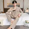 Novos Pijamas Masculinos de Algodão Puro Outono 2026, Cardigã de Alta Qualidade, Calça Longa de Manga Longa, Roupa de Casa Casual, Adequado para Usar ao Ar Livre