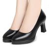 Cuero Genuino Suela Blanda, Zapatos de Trabajo con Plataforma Impermeables, Tacones Altos Negros, Zapatos de Etiqueta para Ropa de Trabajo de Azafata Profesional Femenina