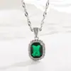 Xiaohongshu Kuaishou Douyin Influenciador Live Colar Banhado a Prata Pedra de Alto Carbono Diamante Quadrado Gota Pera Formato Pingente Feminino Atacado