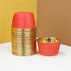 Venta al por mayor de grandes tazas de pastel de cumpleaños doradas y rojas, resistentes al aceite y a altas temperaturas, tazas de postre Maffen para mesa de postres de boda
