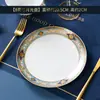 Atacado Louça Dourada Embossada DIY Combinação Livre Louça de Porcelana Óssea Pratos Tigelas Tigelas e Pratos Domésticos Estilo Europeu Tigelas Grandes Pequenas