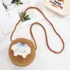 Bolso Bandolera Redondo Pequeño Tejido de Paja Nuevo para Niños, Billetera de Dibujos Animados de Alto Valor, Bolso Bandolera Pequeño de Viaje para Niños y Niñas
