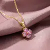 Collar Popular Transfronterizo de Trébol de Cuatro Hojas Incrustado de Diamantes para Mujer, Cadena de Clavícula Versátil de Lujo Ligero, Moda, Nuevo Estilo, No se Desvanece, Juego de Aretes