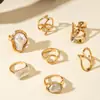 Joyería Europea y Americana, Anillos Personalizados de Perlas Barrocas de Aleación a la Moda, Juego de Anillos Geométricos Irregulares