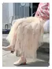 Falda de Malla Elástica de Cintura Alta, Estilo Coreano, de Primavera y Verano, de Moda y Versátil, Adelgazante, con Empalmes Irregulares, de Longitud Media
