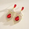 Pendientes de Gota Huecos Incrustados de Diamantes Transfronterizos Europeos y Americanos, Pendientes de Moda Estilo Palacio de Lujo Ligero, Pendientes de Gama Alta de Nicho